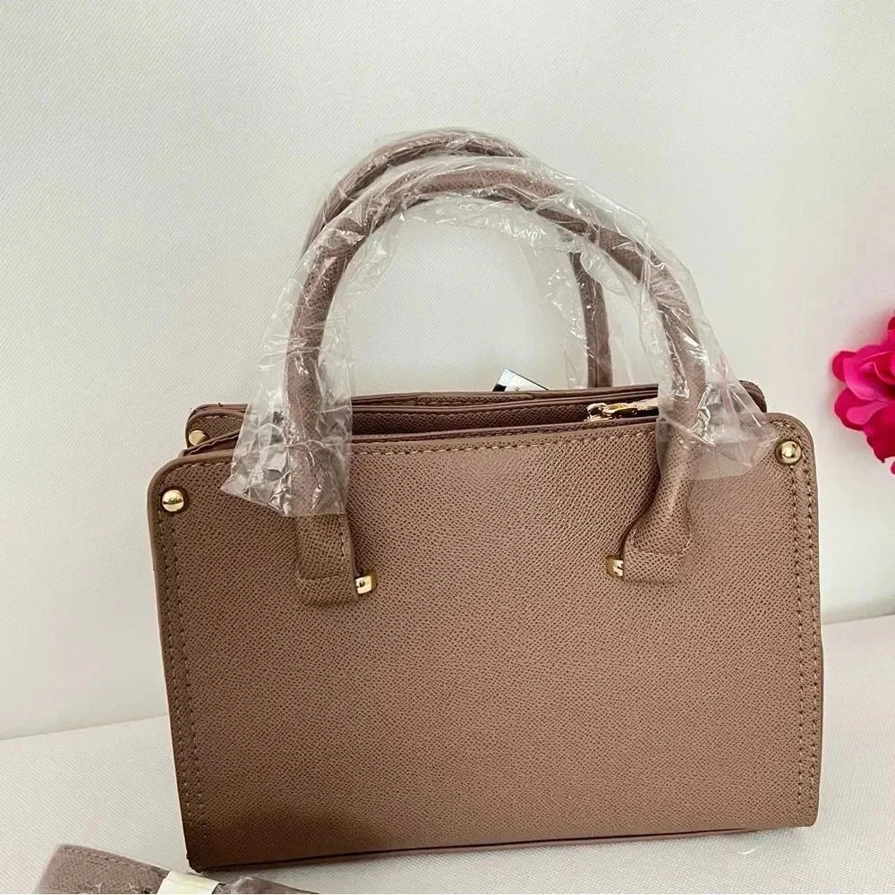 BEBE Kate Satchel Shopper Bag Removable Strap Taupe - Picture 6 of 10